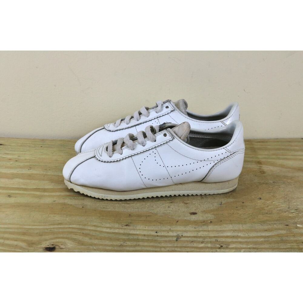 Vintage Nike Cortez 7 White Leather Perforated Swoosh Sneakers
